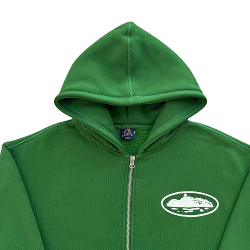 ISLAND PUFF PRINT ZIP HOODIE (GREEN)