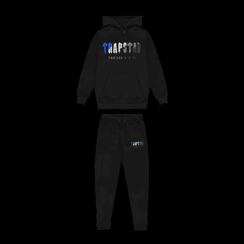 CHENILLE DECODED HOODED TRACKSUIT - (BLACK/BLUE)