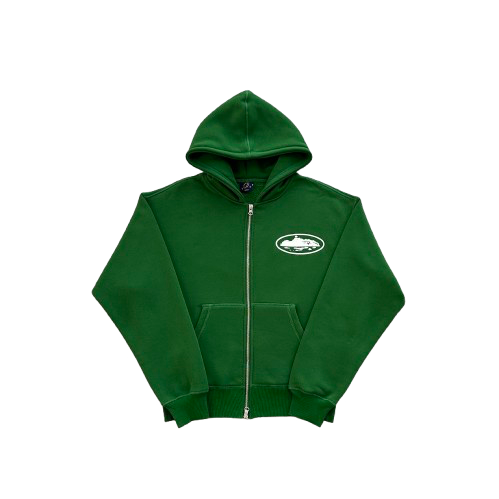 ISLAND PUFF PRINT ZIP HOODIE (GREEN)