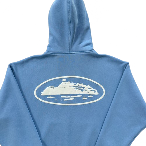 ISLAND PUFF PRINT ZIP HOODIE (BABY BLUE)