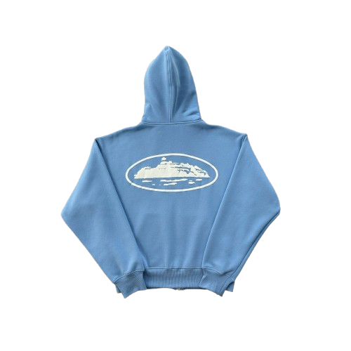 ISLAND PUFF PRINT ZIP HOODIE (BABY BLUE)