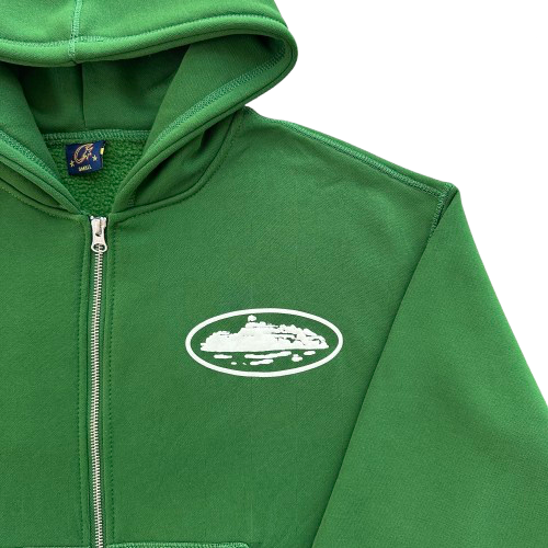 ISLAND PUFF PRINT ZIP HOODIE (GREEN)