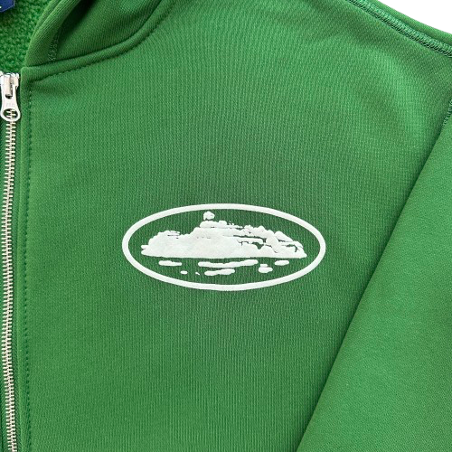 ISLAND PUFF PRINT ZIP HOODIE (GREEN)