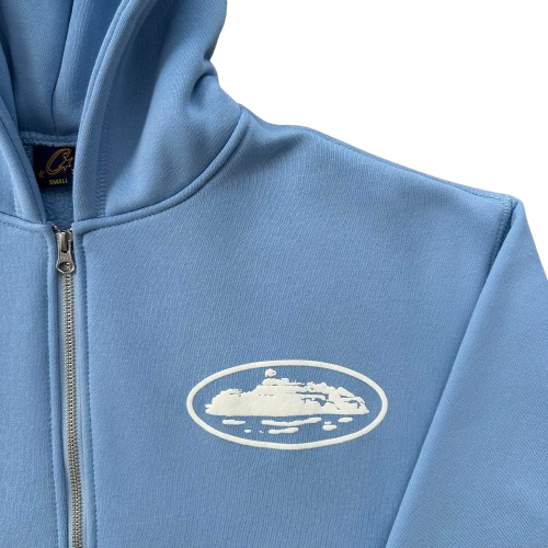 ISLAND PUFF PRINT ZIP HOODIE (BABY BLUE)