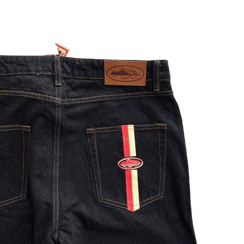 DUAL STRIPE BAGGY JEANS (BLACK WASH)