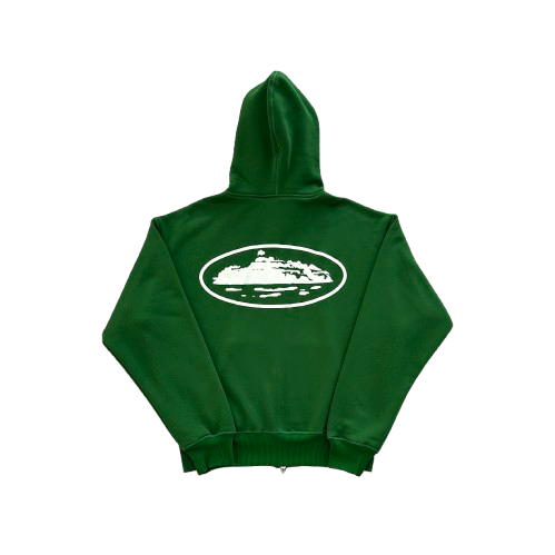 ISLAND PUFF PRINT ZIP HOODIE (GREEN)
