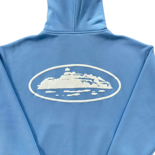 ISLAND PUFF PRINT ZIP HOODIE (BABY BLUE)