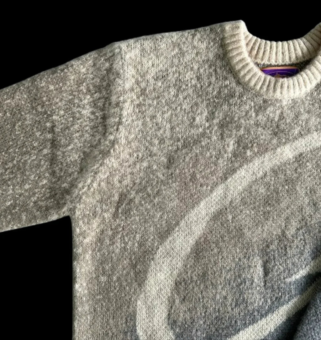 C STAR GRADIENT MOHAIR KNIT SWEATER (GREY)