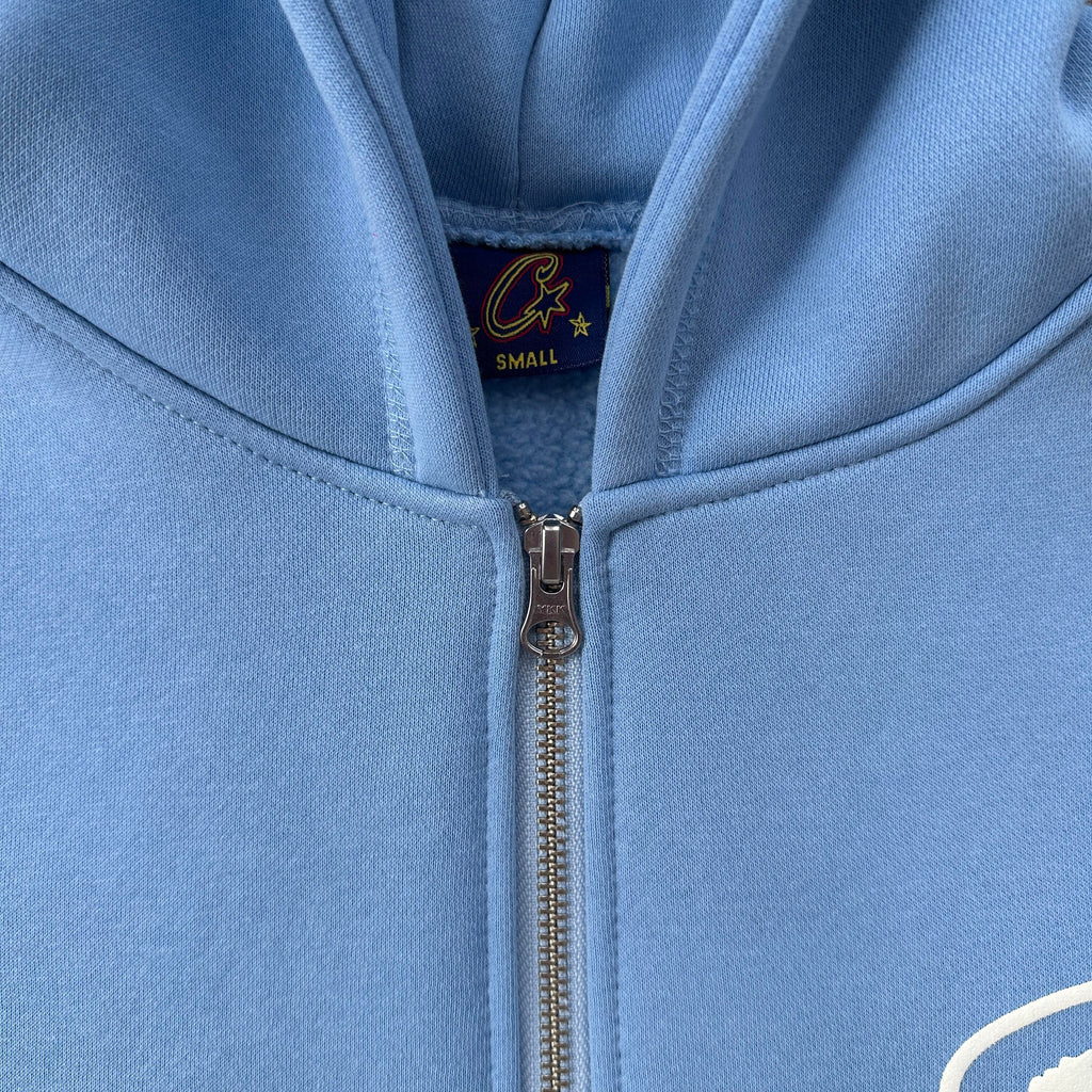 ISLAND PUFF PRINT ZIP HOODIE (BABY BLUE)