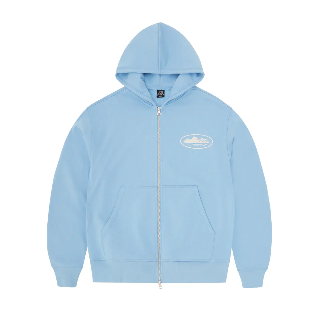 ISLAND PUFF PRINT ZIP HOODIE (BABY BLUE)