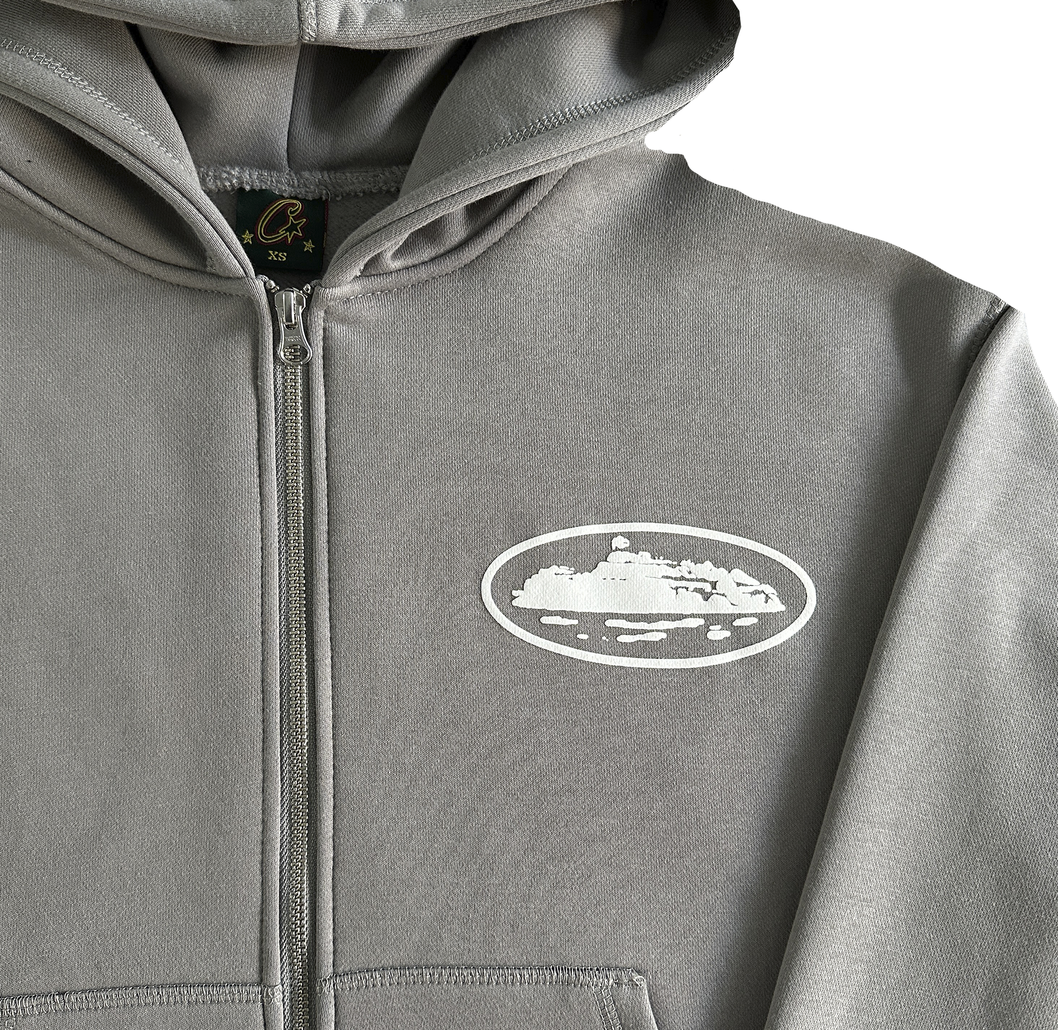 ISLAND PUFF PRINT ZIP HOODIE (GREY)