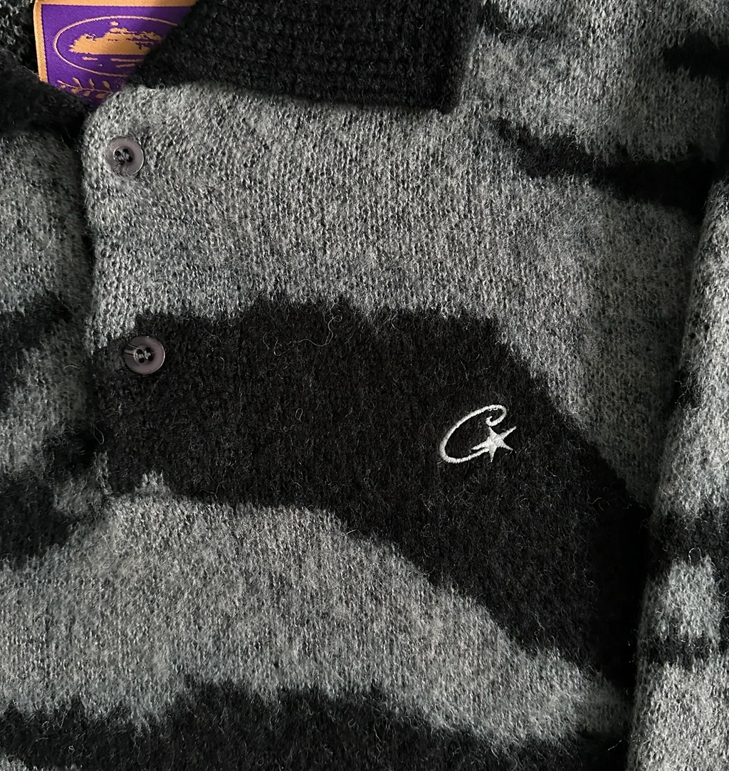 MOHAIR FUZZY COLLAR SWEATER (BLACK CAMO)