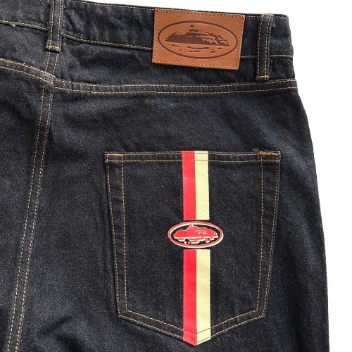 DUAL STRIPE BAGGY JEANS (BLACK WASH)