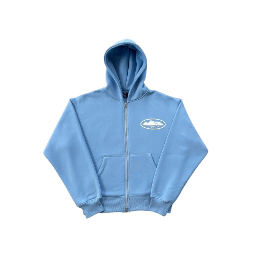 ISLAND PUFF PRINT ZIP HOODIE (BABY BLUE)
