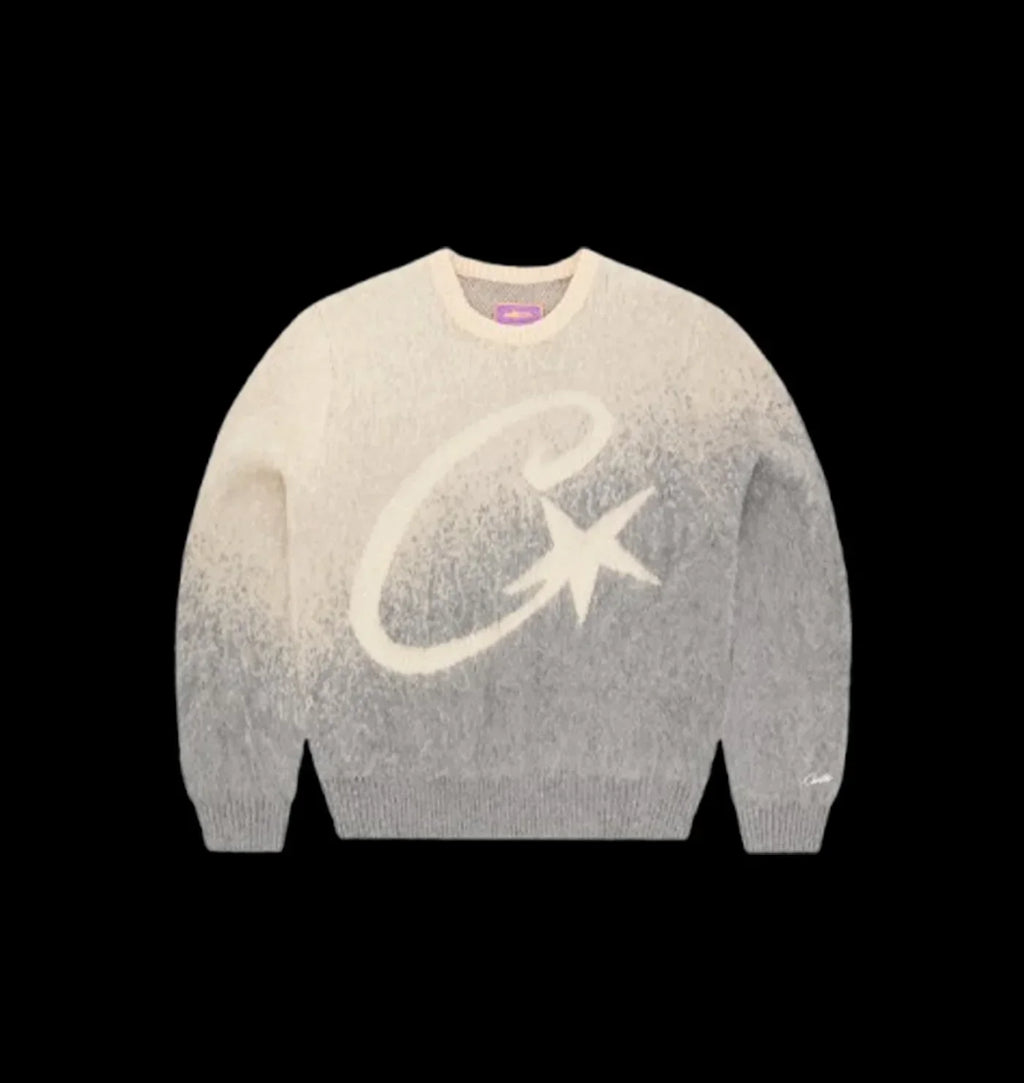 C STAR GRADIENT MOHAIR KNIT SWEATER (GREY)
