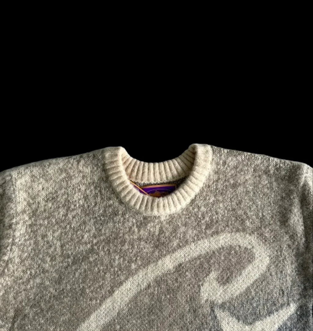 C STAR GRADIENT MOHAIR KNIT SWEATER (GREY)