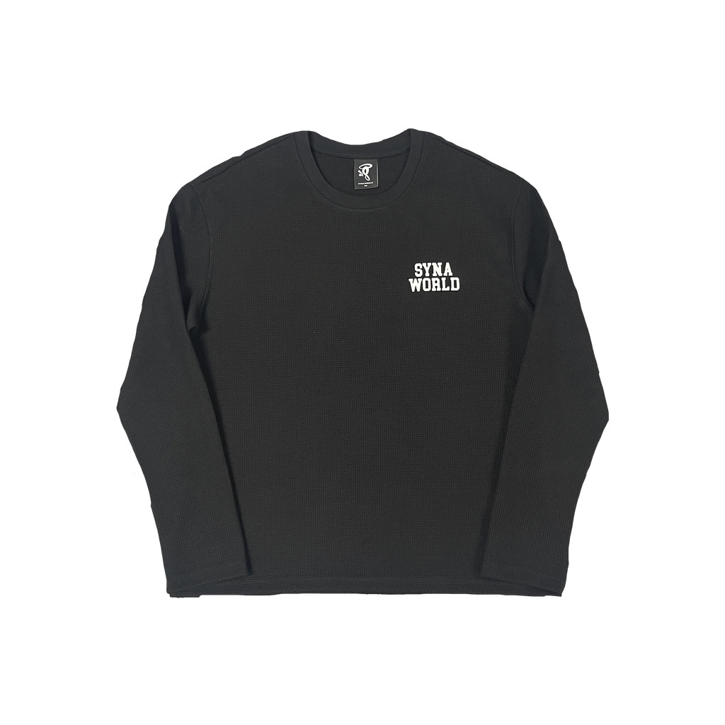 LS WAFFLE TEE - (BLACK)