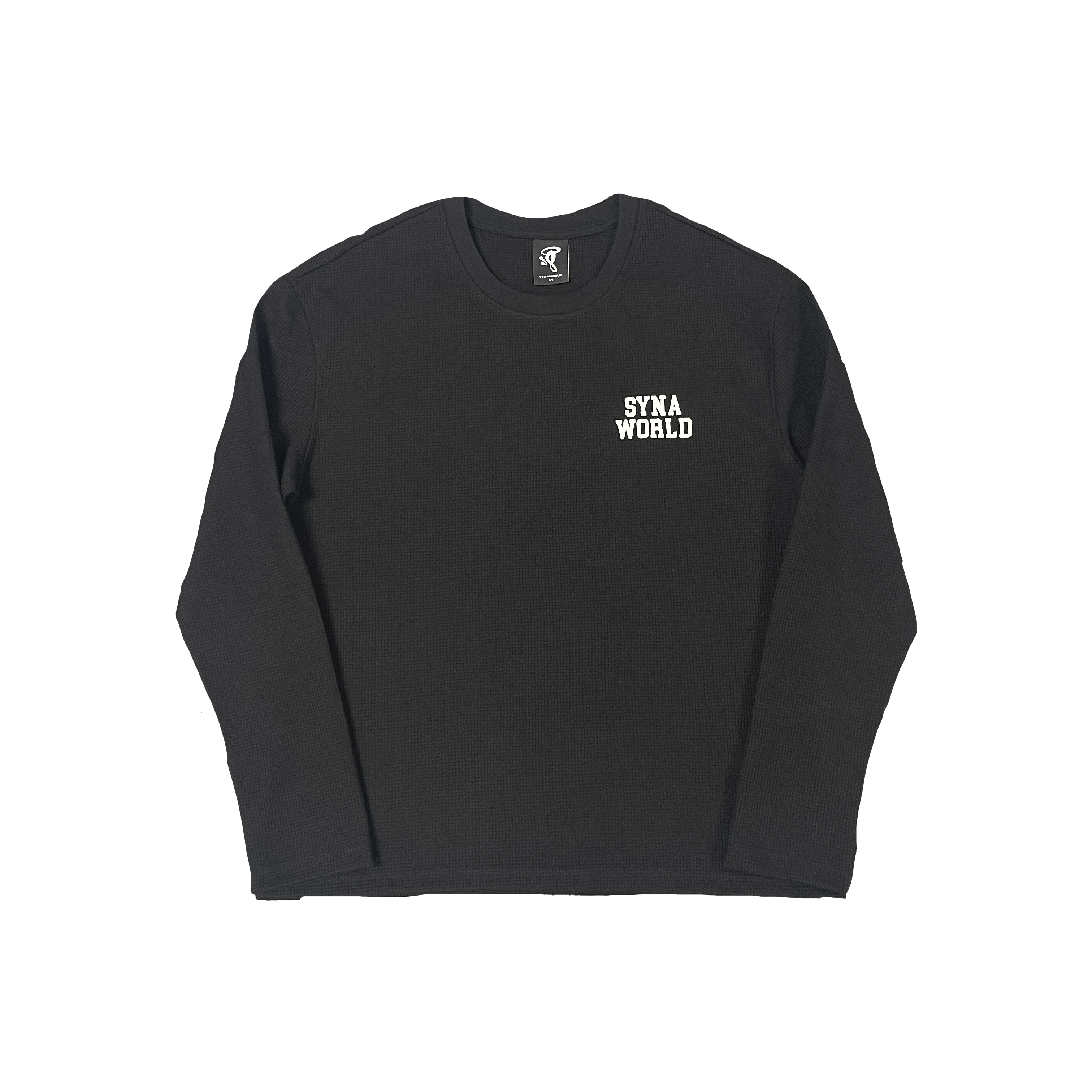 LS WAFFLE TEE - (BLACK)