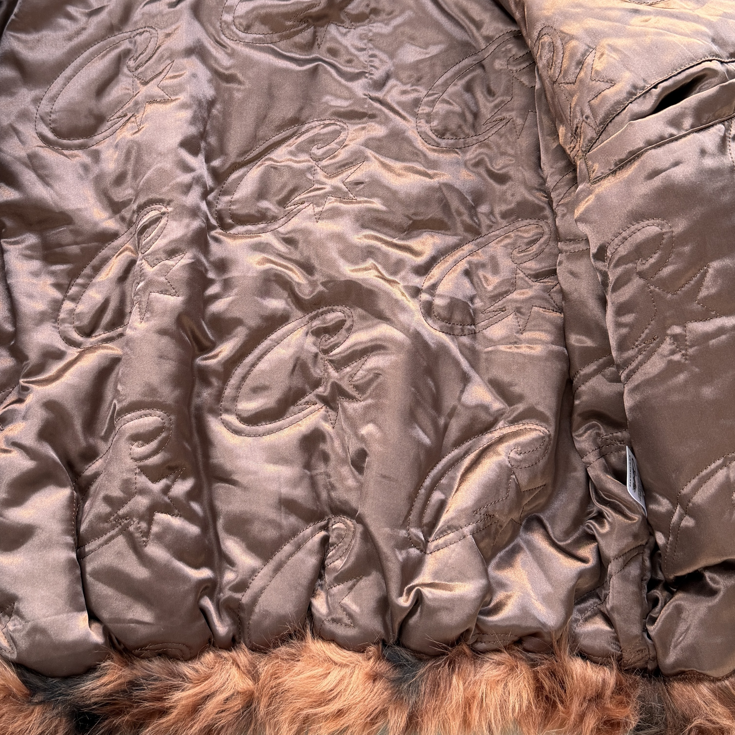 DIAMOND HOODED FUR JACKET (BROWN)