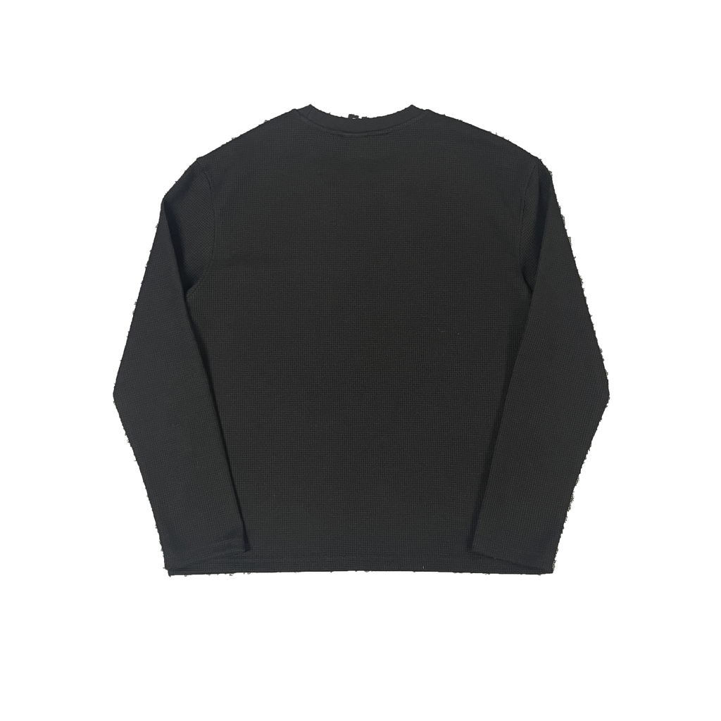 LS WAFFLE TEE - (BLACK)