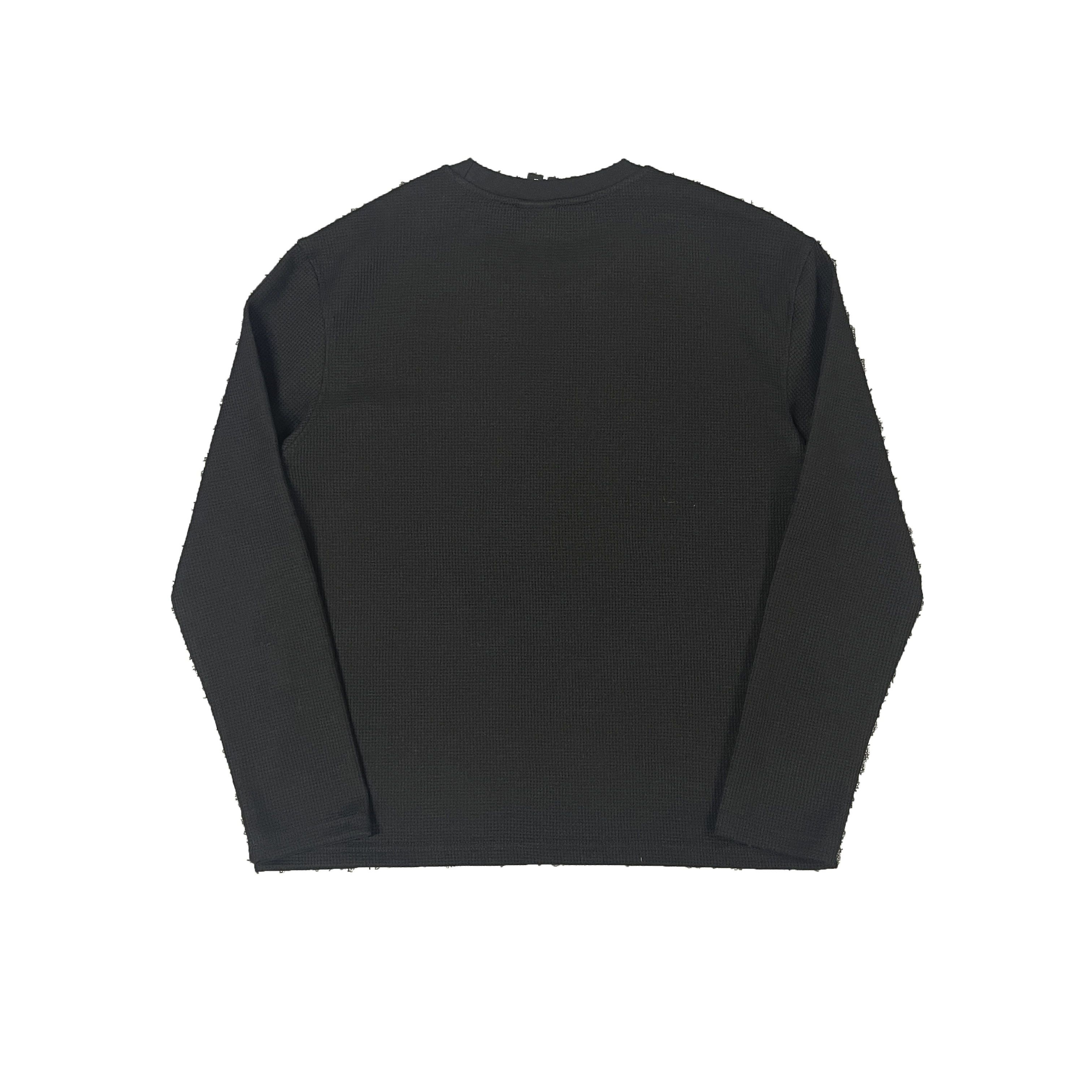 LS WAFFLE TEE - (BLACK)