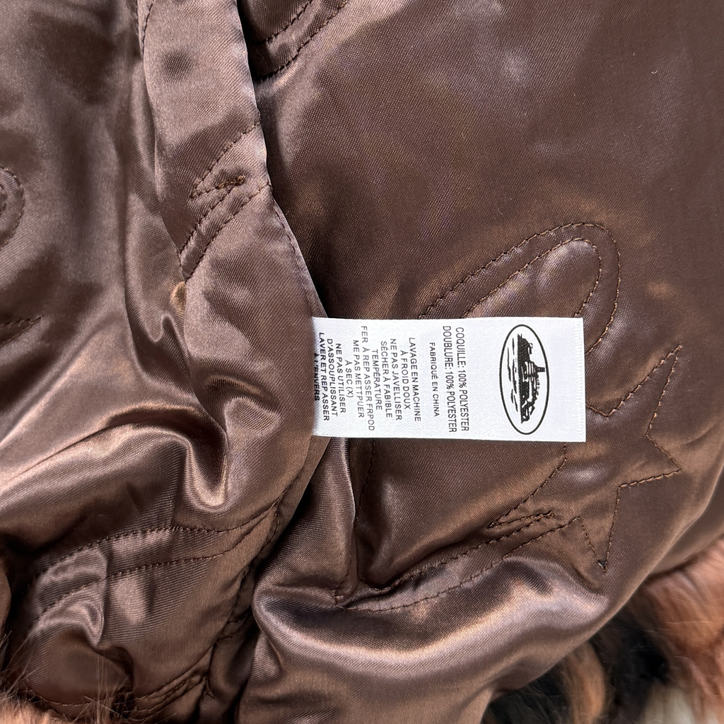 DIAMOND HOODED FUR JACKET (BROWN)