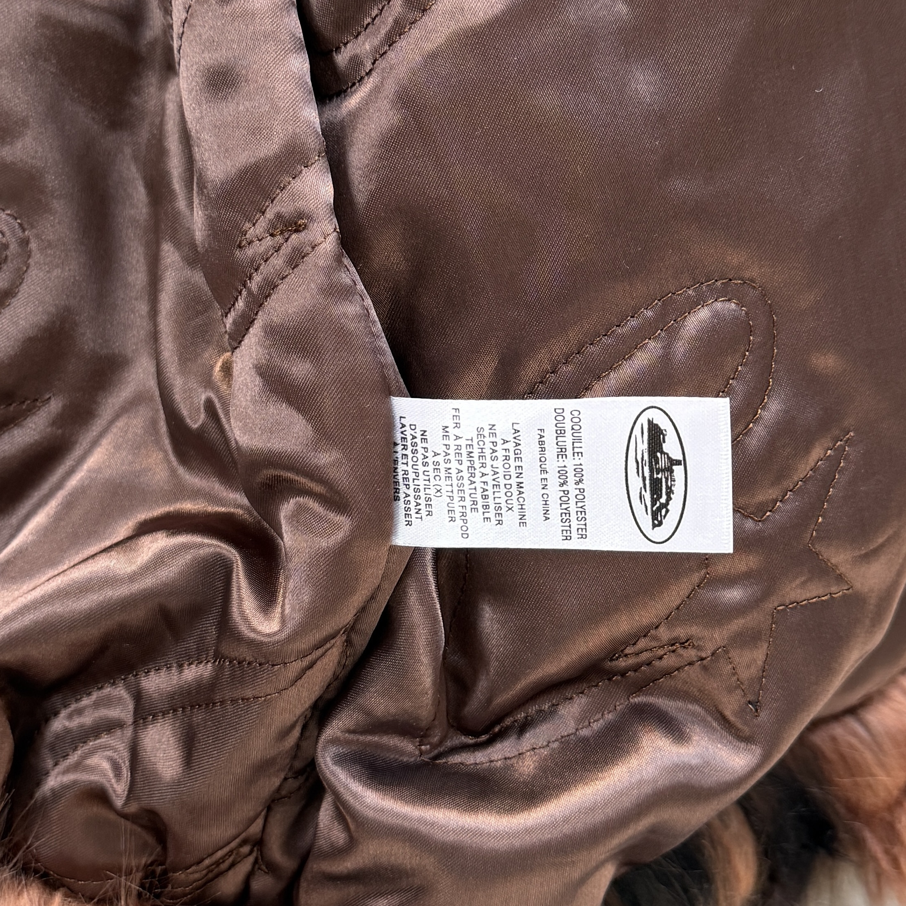 DIAMOND HOODED FUR JACKET (BROWN)