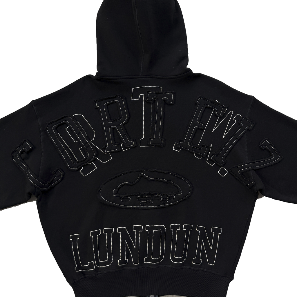LUNDUN STITCH ZIP HOODIE (BLACK)