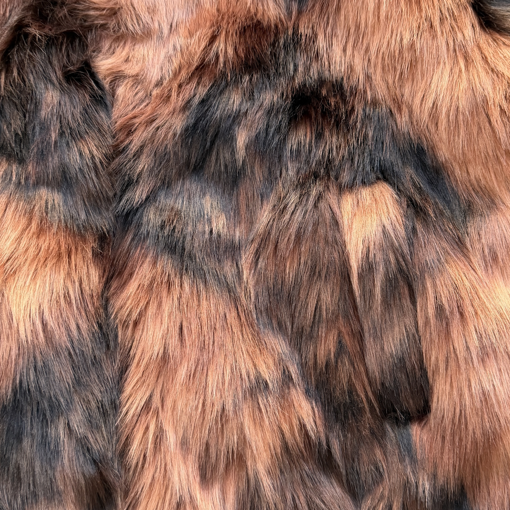 DIAMOND HOODED FUR JACKET (BROWN)