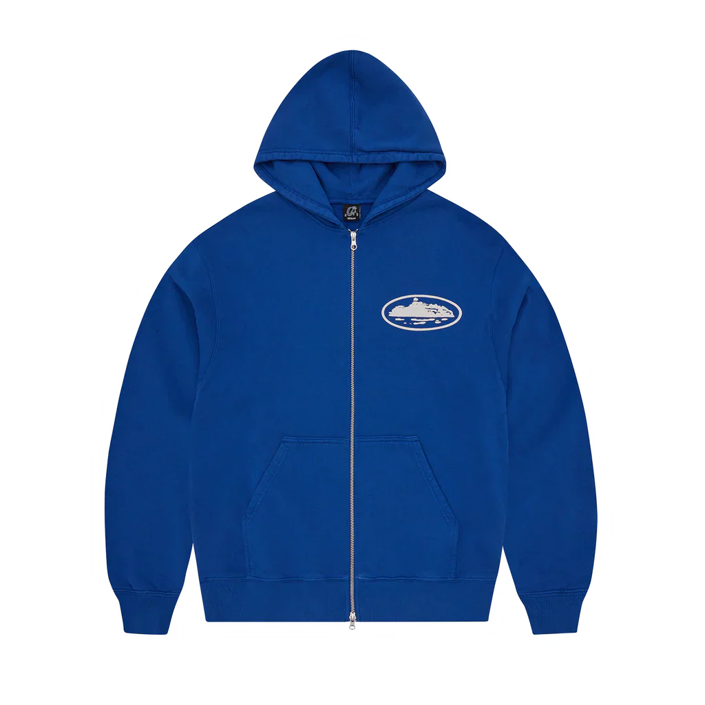 ISLAND PUFF PRINT ZIP HOODIE (WASHED ROYAL)