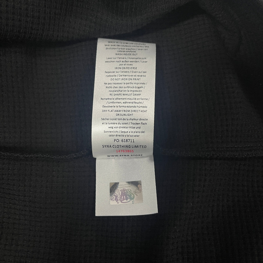 LS WAFFLE TEE - (BLACK)