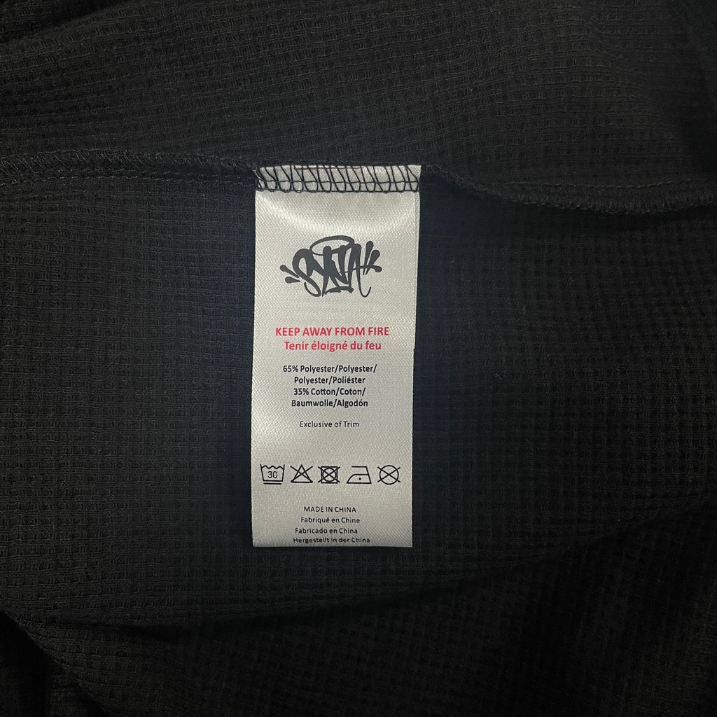 LS WAFFLE TEE - (BLACK)