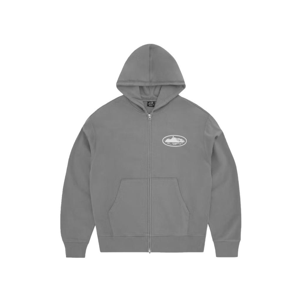 ISLAND PUFF PRINT ZIP HOODIE (GREY)