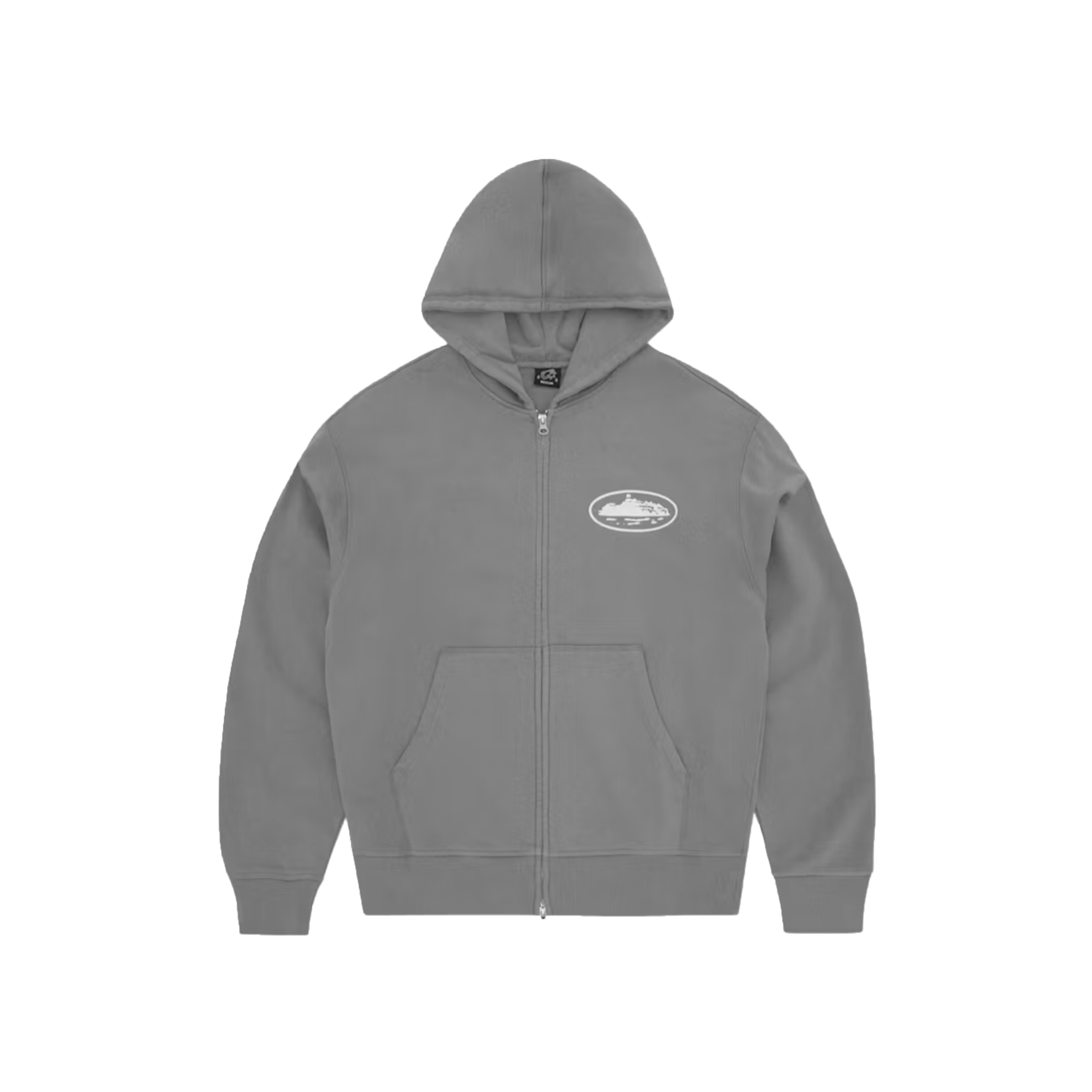 ISLAND PUFF PRINT ZIP HOODIE (GREY)