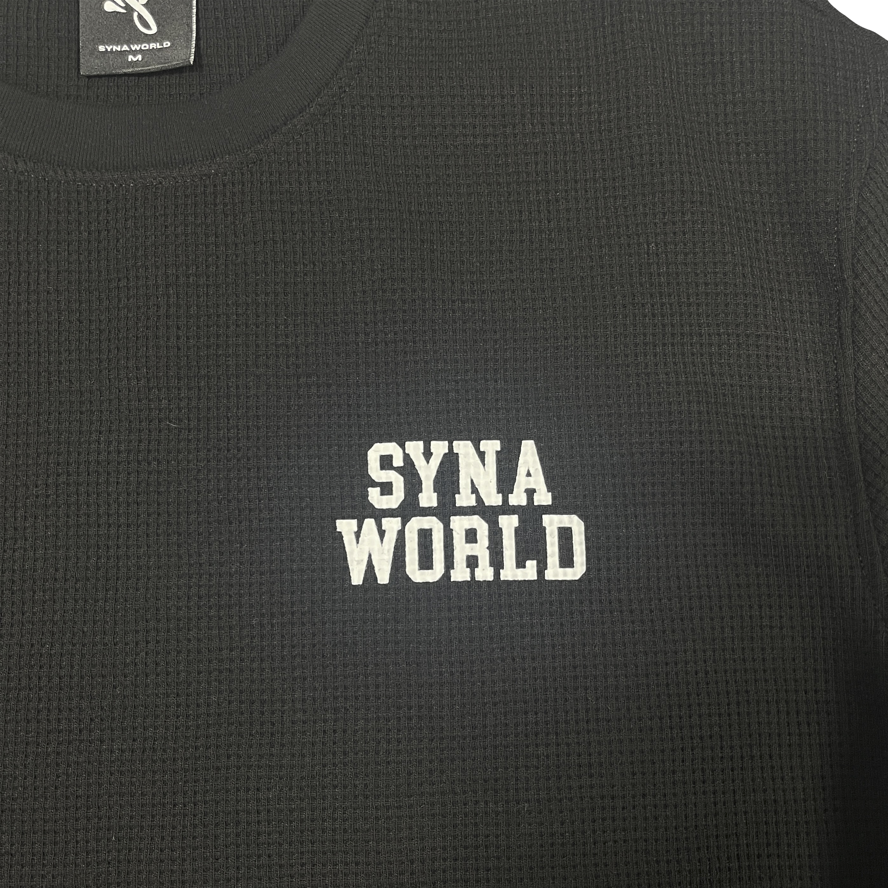 LS WAFFLE TEE - (BLACK)
