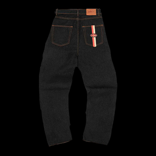 DUAL STRIPE BAGGY JEANS (BLACK WASH)