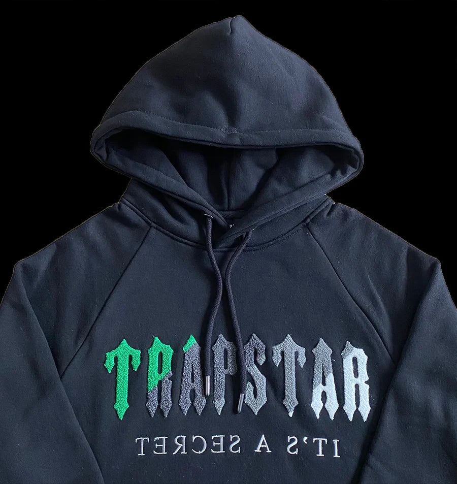 CHENILLE DECODED HOODED TRACKSUIT (BLACK/GREEN BEE)
