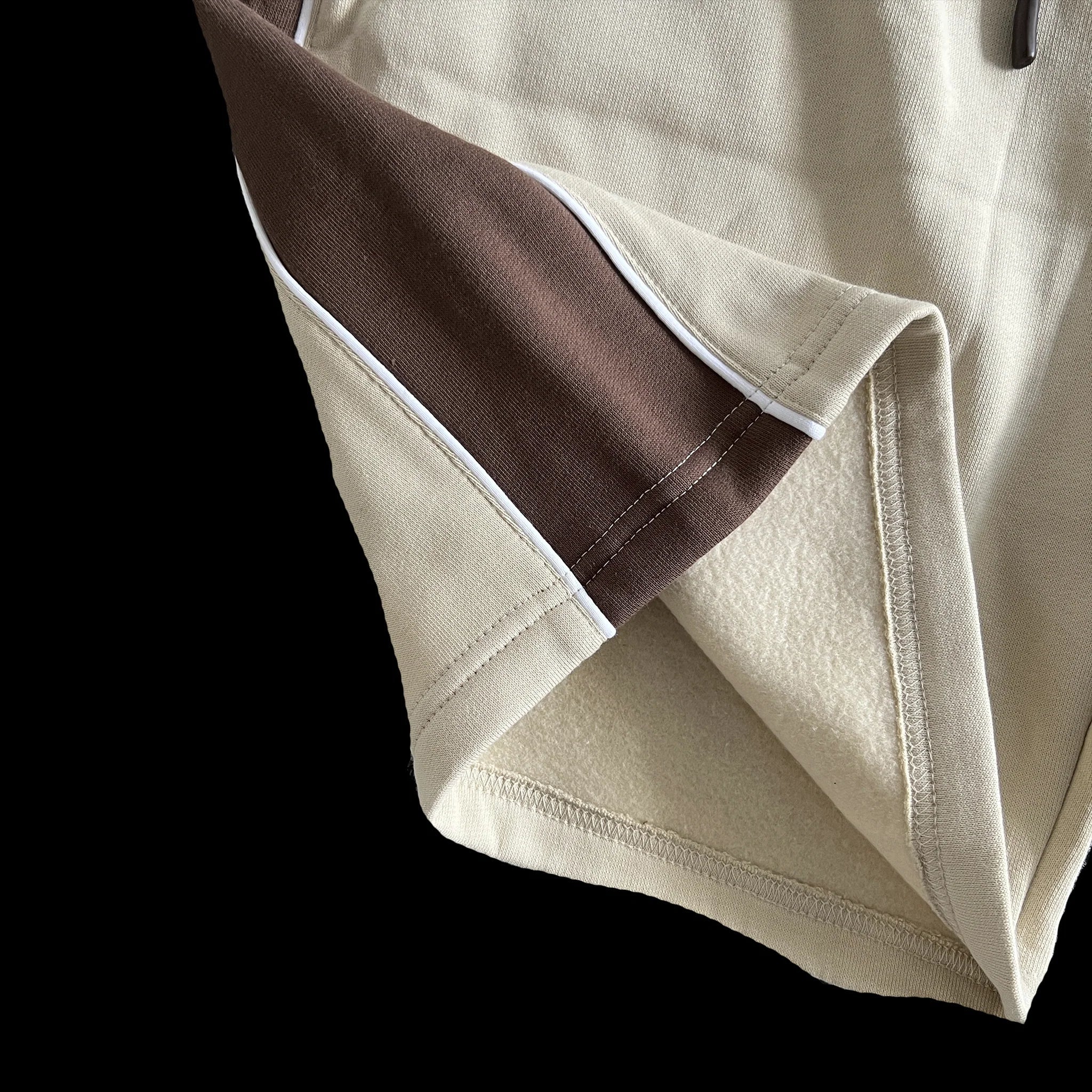 PIPE HOODIE & SHORT SET (BEIGE/BROWN)
