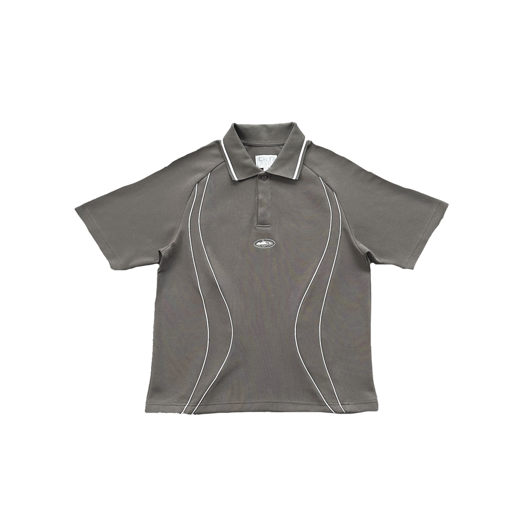 PIPED POLO SHIRT (GREY)