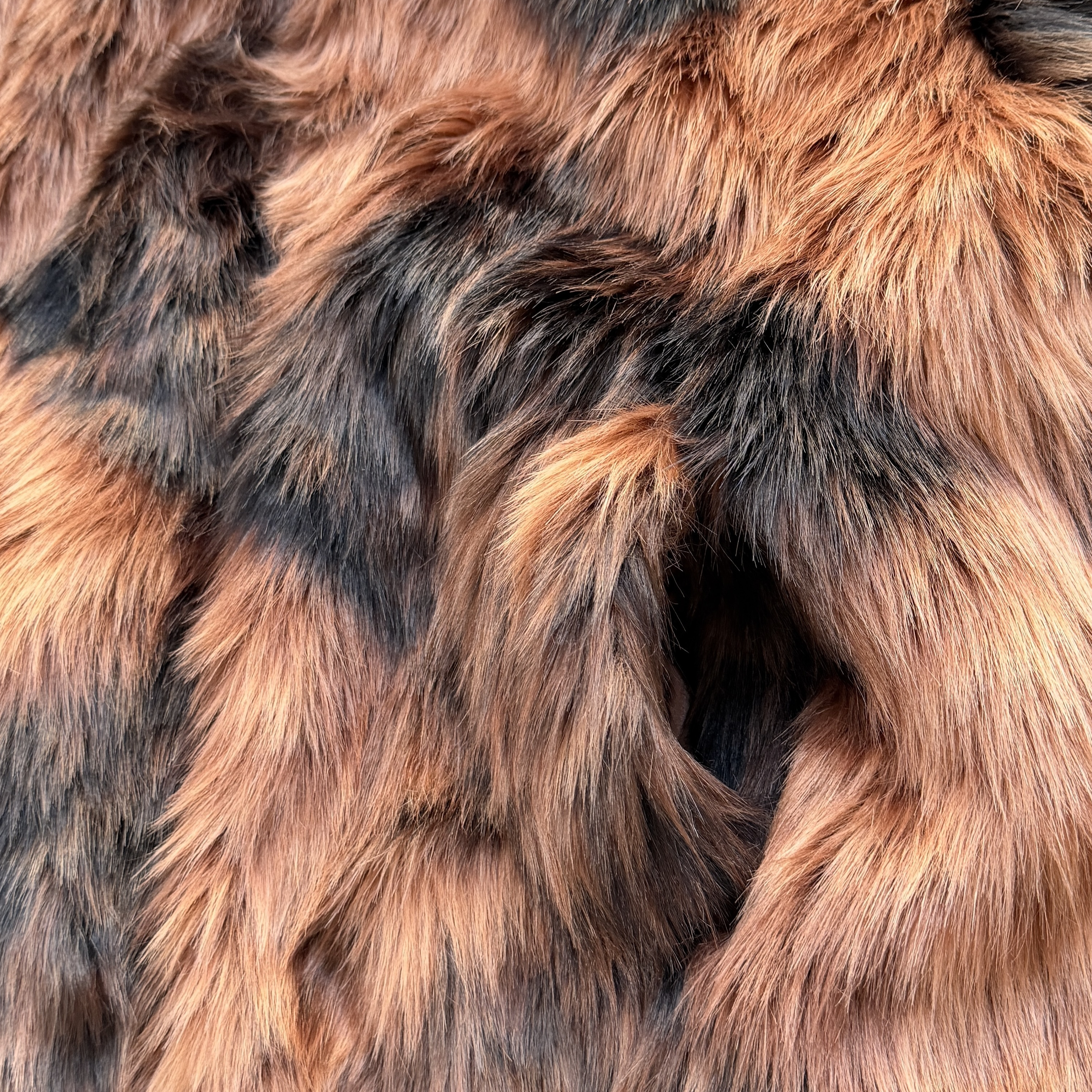 DIAMOND HOODED FUR JACKET (BROWN)